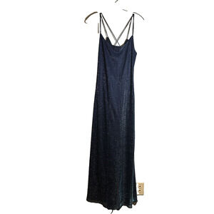 Vtg Rhapsody LTD Maxi Slip Dress Sparkle Blue‎ Ombre Y2K 90s Fairy Grunge Sz 12